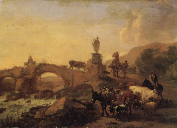 BERCHEM, Nicolaes Italian Landscape with a Bridge